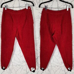 Naf Naf Red Stretch Corduroy High Rise Tapered Leg Stirrup Pants